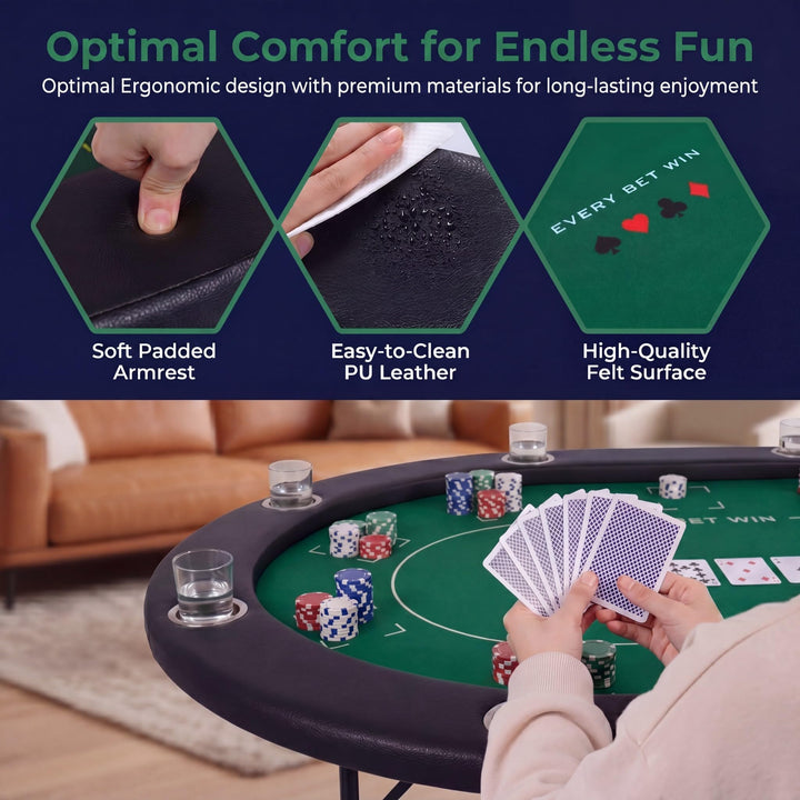 Giantex 8 Player 48" Round Texas Holdem Poker Table Foldable