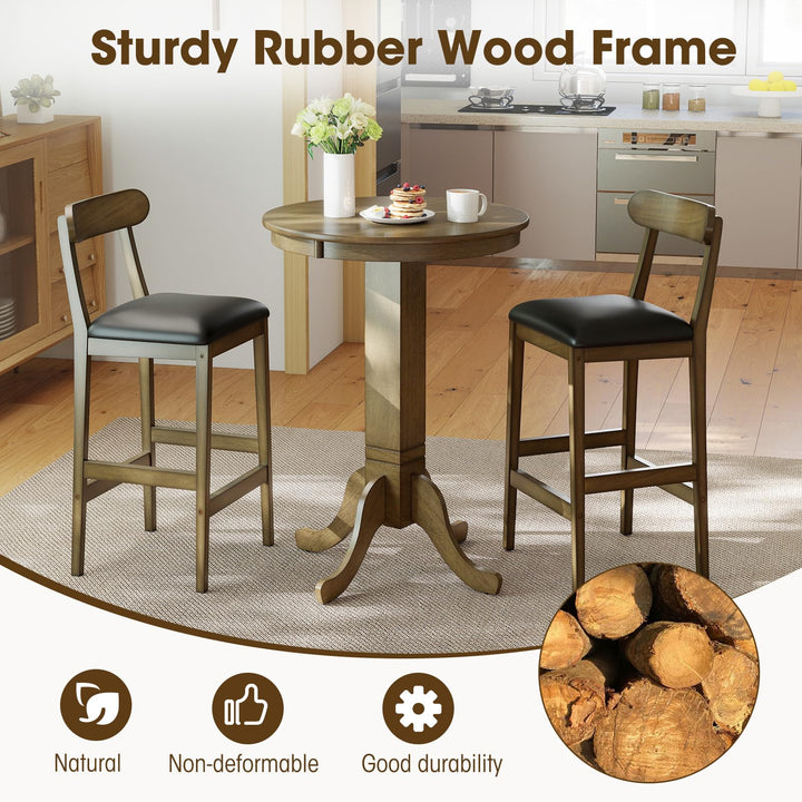 Giantex Farmhouse Bar Stools Set of 2/4 with Rubber Wood Legs for Kitchen