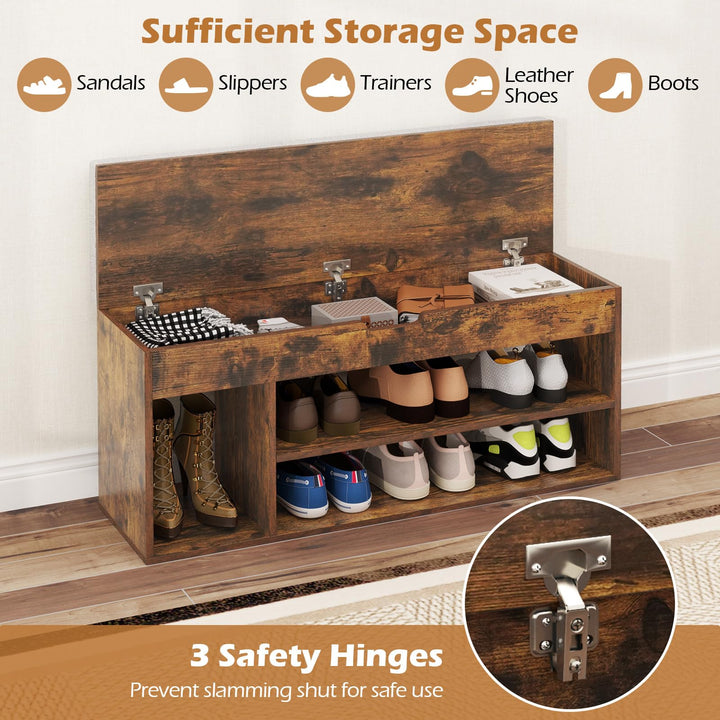 Giantex 3 Tier Shoe Rack Organizer with Flip Top Storage and Padded Seat Cushion