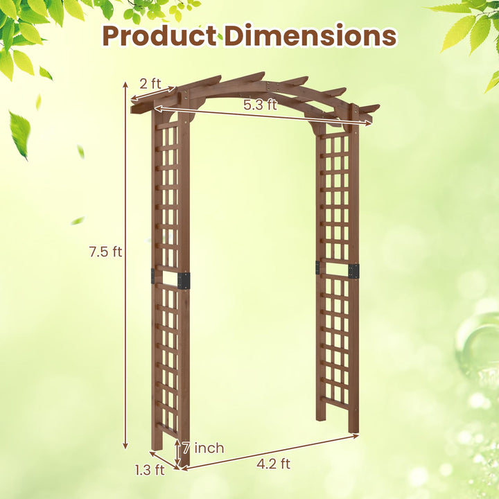 Giantex 7.5FT Wood Garden Arbor Trellis for Climbing Plants