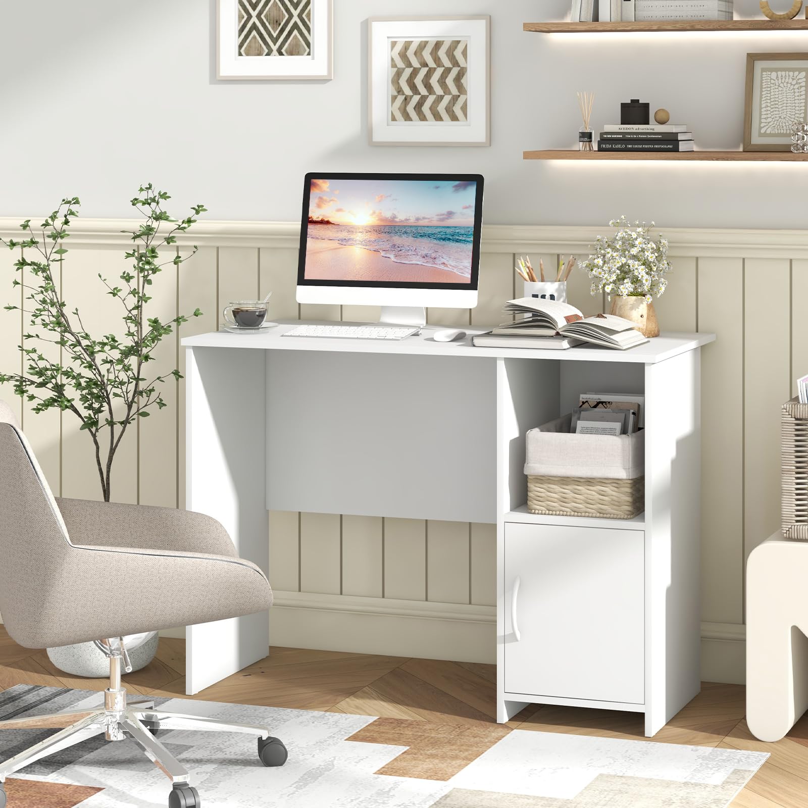 Giantex White Computer Desk with Drawers