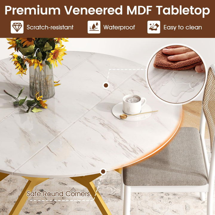 Giantex Folding Dining Table for 4-6 People 47" Round Drop Leaf Table with Metal Frame