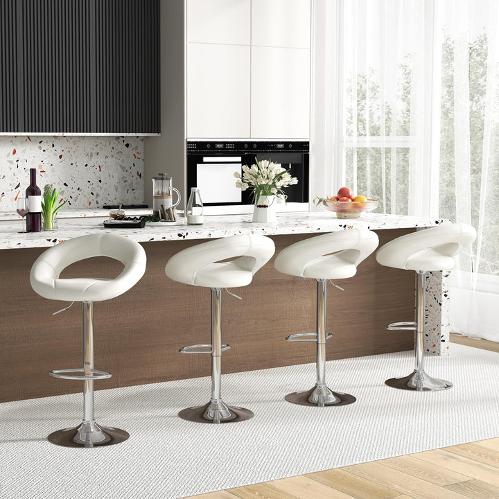 Giantex Adjustable Swivel Bar Stools, Modern PU Leather Counter Height Bar Chairs w/Hollowed Back