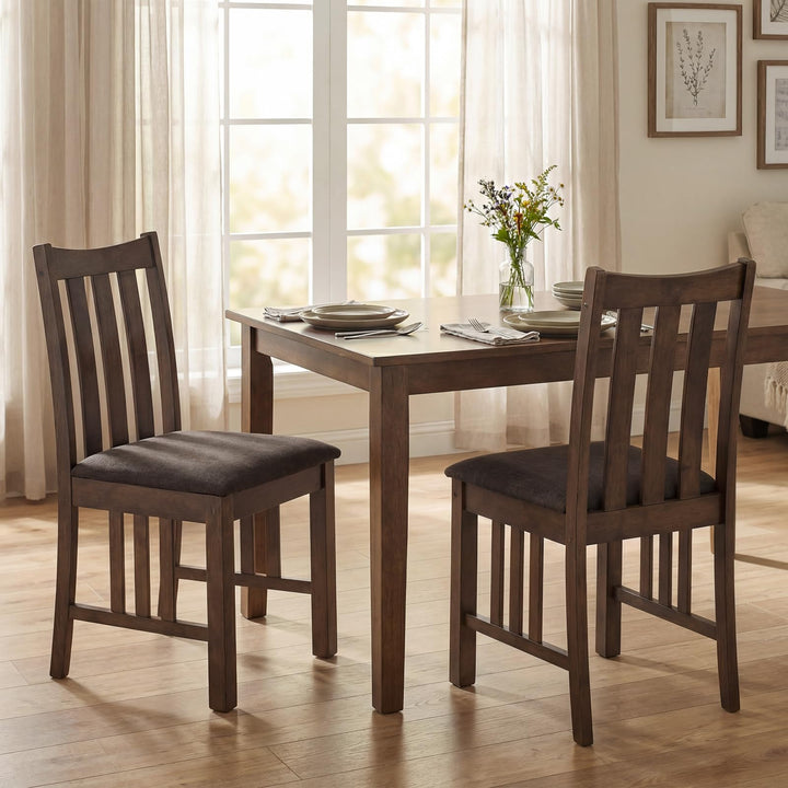 Giantex Rubber Wood Dining Chairs with Upholstered Cushioned Seat (2/4)