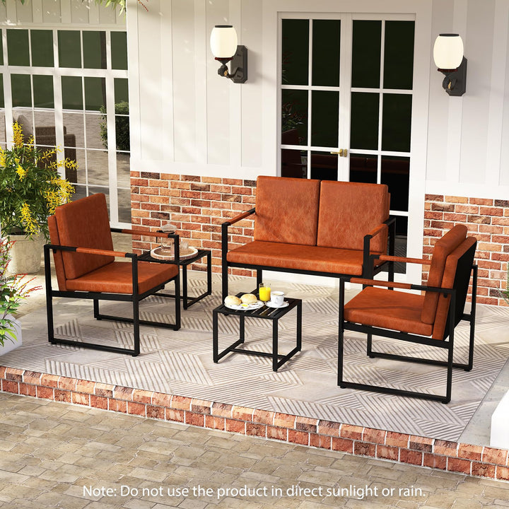 Set of 2 Metal End Tables with Slatted Tabletop