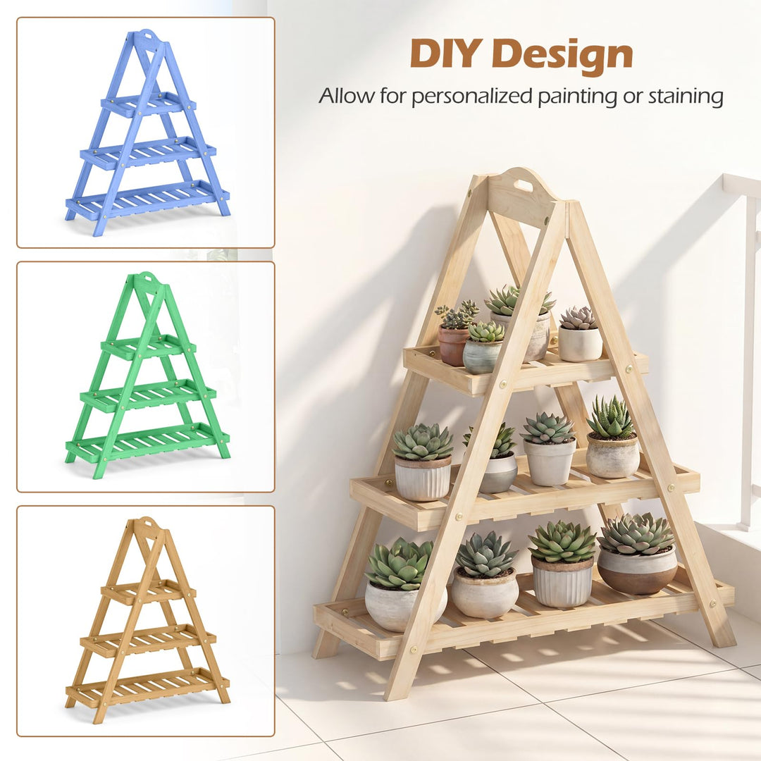 Giantex 3-Tier Plant Stand Indoor | 28.5" Wood Flower Pot Plant Display Shelf