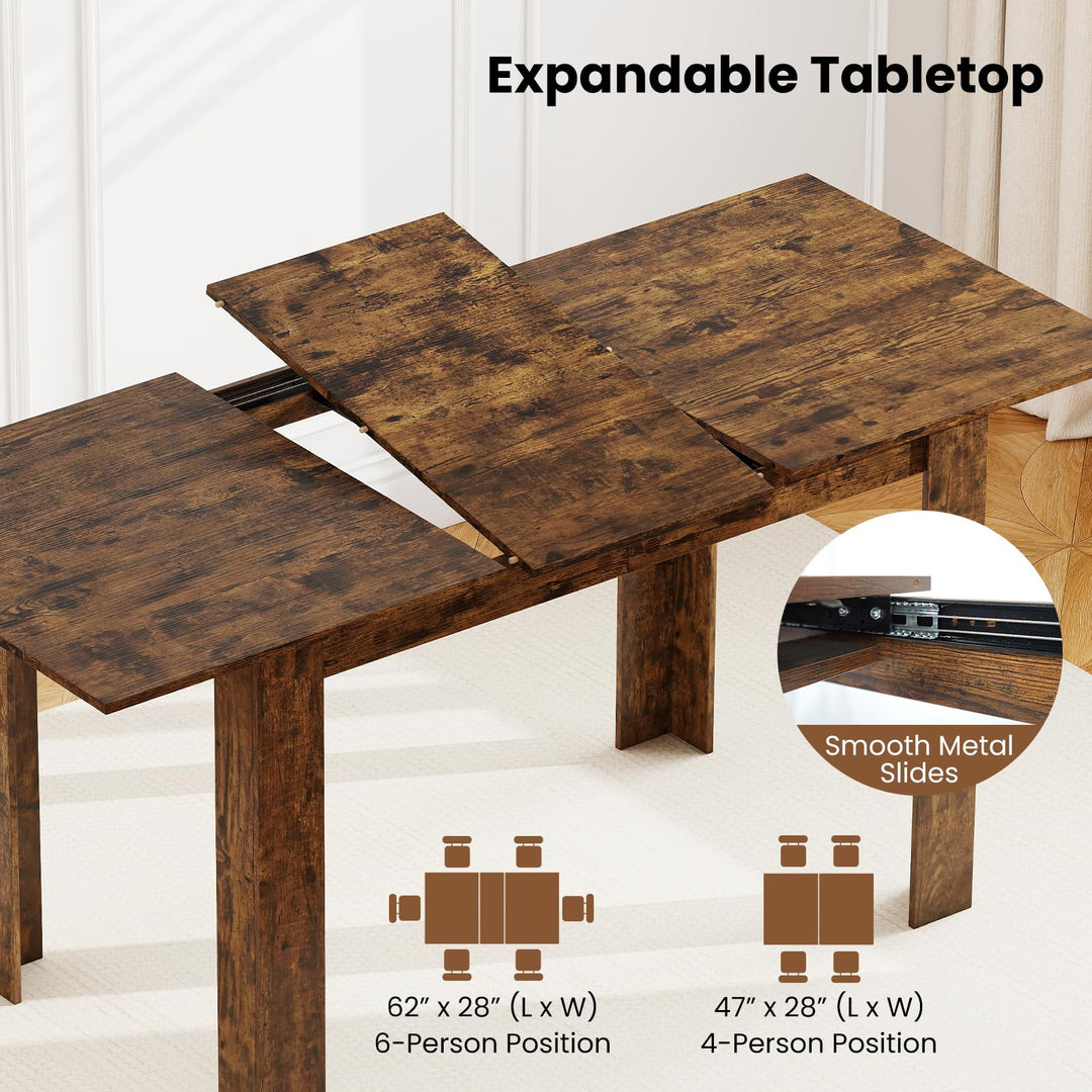 Giantex 47"-62" Extendable Dining Room Table for 4-8