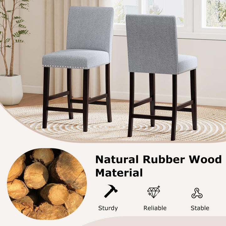 Giantex Modern Bar Stools Set of 2/4 26" Upholstered Counter Height Bar Stools w/Tilt Backrest