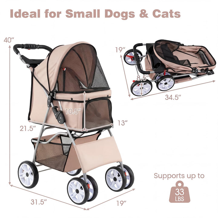 Giantex Foldable Pet Stroller for Small Dogs &amp; Cats