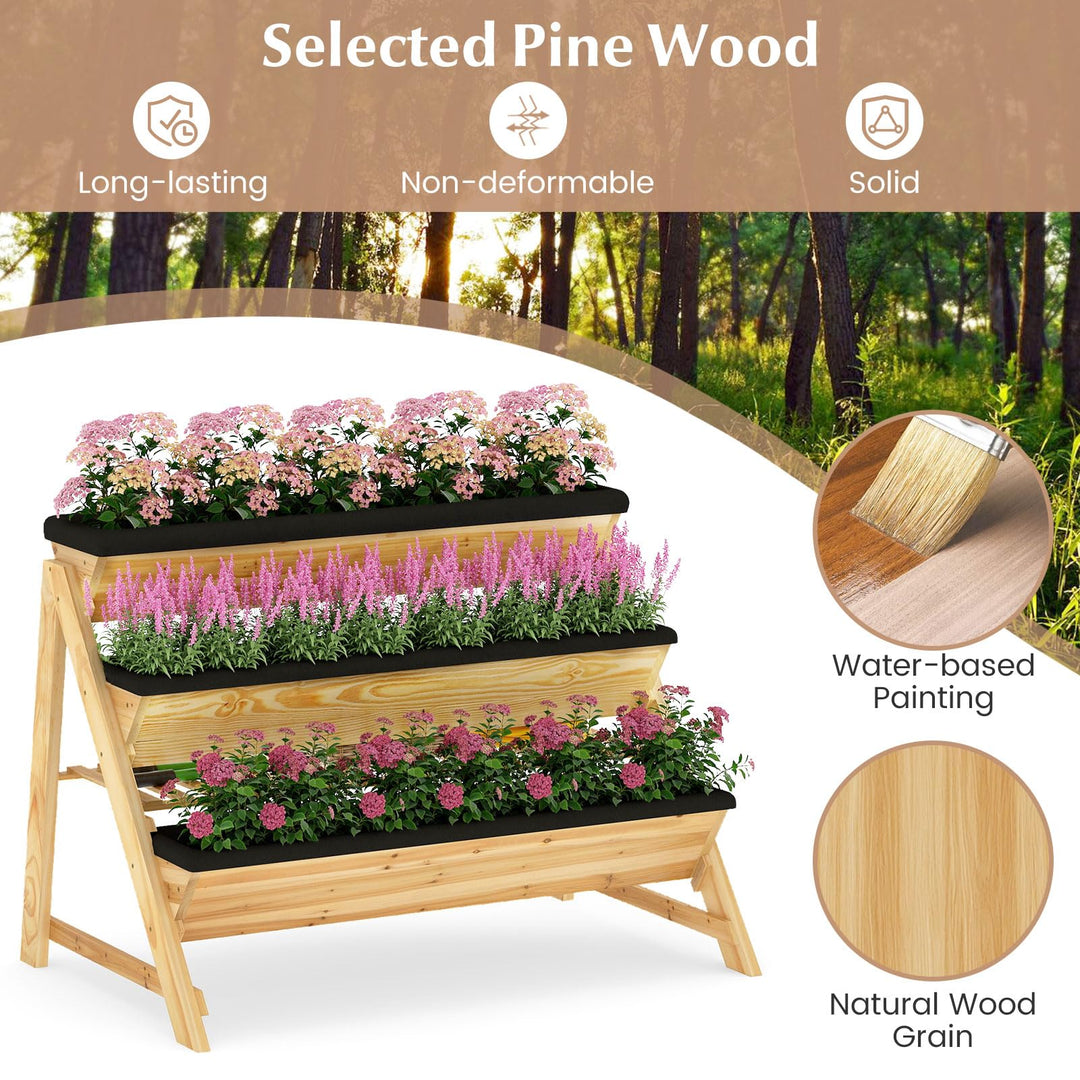 Giantex 3-Tier Vertical Raised Garden Bed Wood Elevated Planter Box with Legs