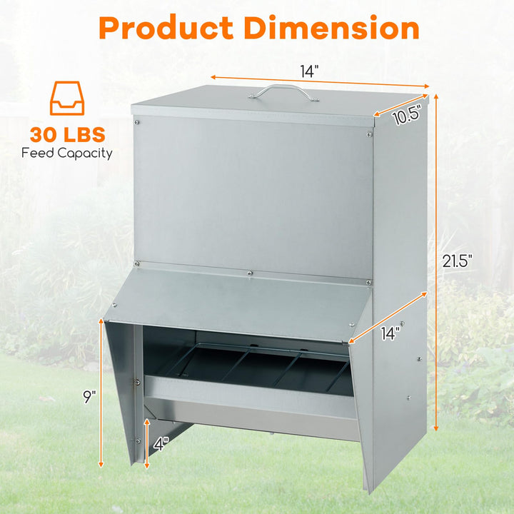 Giantex 30 lbs Galvanized Chicken Feeder