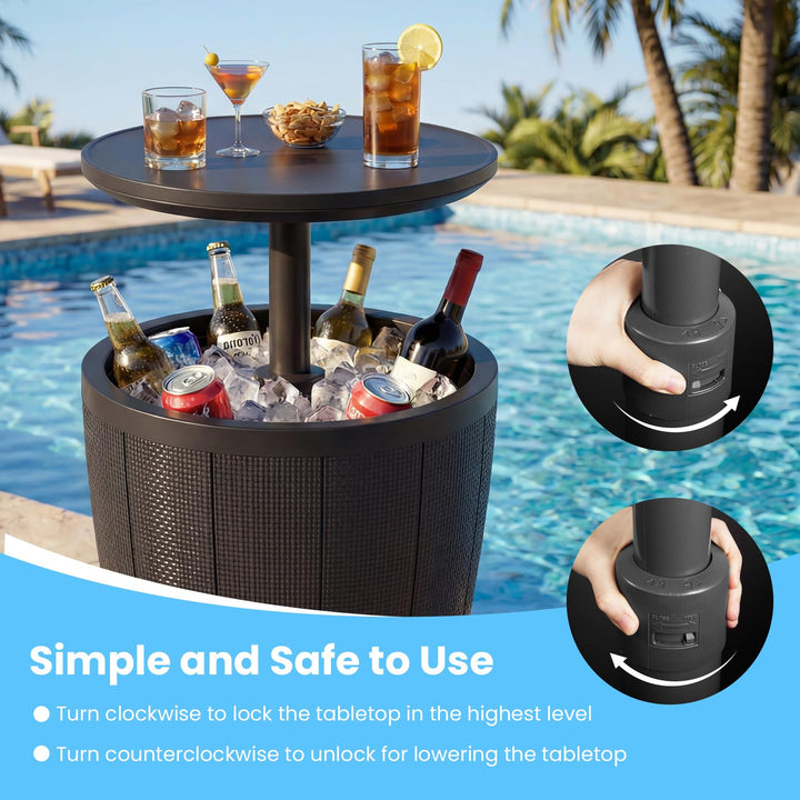 Giantex 3-in-1 Outdoor Cooler Bar Table | 10-Gallon Ice Bucket with Lift-Top Cocktail Table