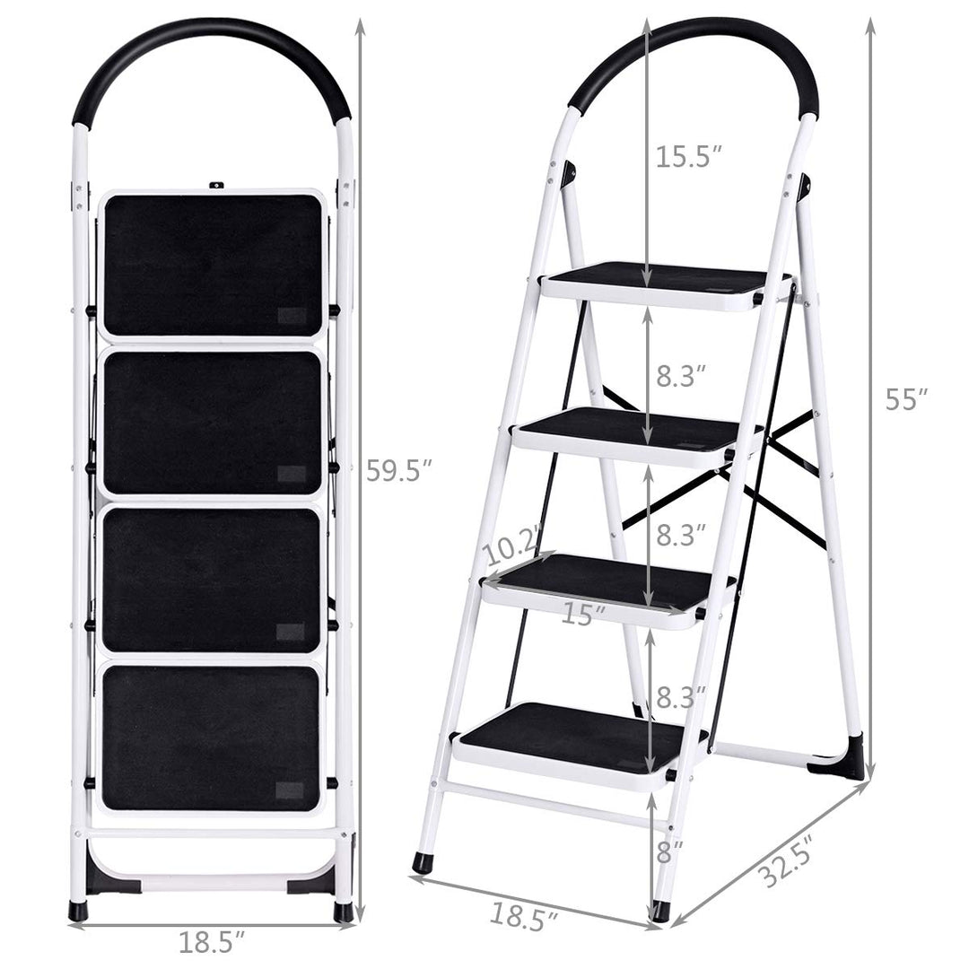 Giantex 4 Step Ladder Folding Step Stool with Anti-Slip Pedal Platform Metal Frame