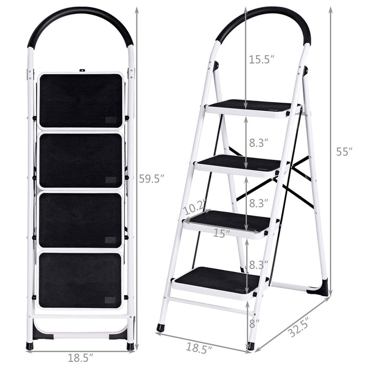 Giantex 4 Step Ladder Folding Step Stool with Anti-Slip Pedal Platform Metal Frame