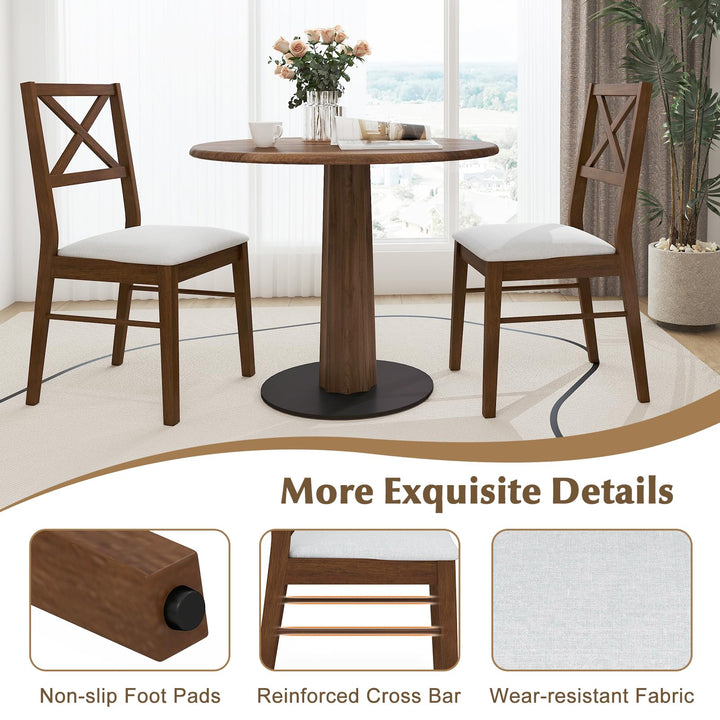 Giantex Wooden Dining Chairs Set of 2/4, Upholstered Kitchen Chairs w/Cross Back & Padded Seat
