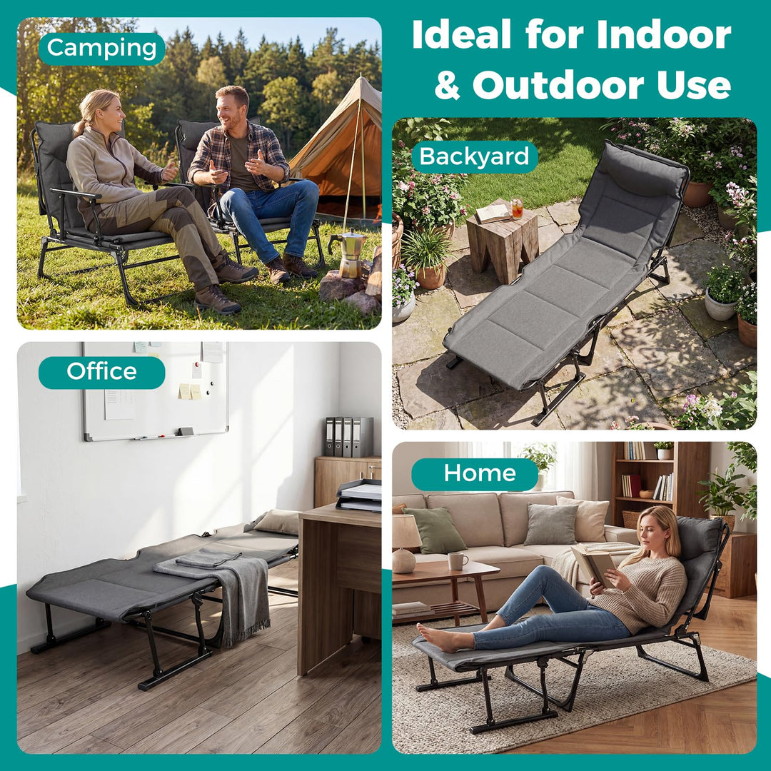 Giantex Folding Patio Lounge Chair with 6 Backrest Positions