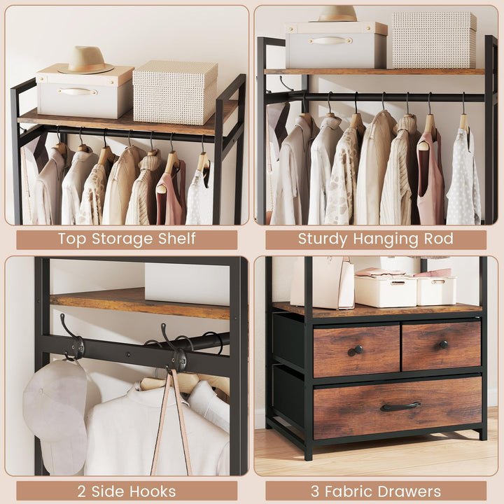 Giantex Clothes Rack with Drawers for Living Room