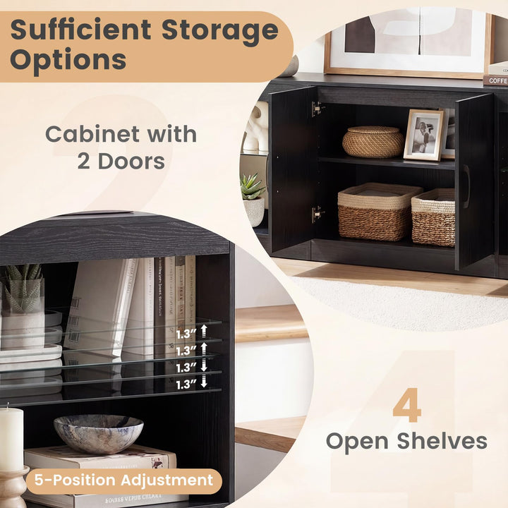 Giantex LED TV Stand for 85 Inch TV | Modern Entertainment Center with Power Outlets