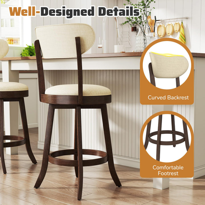 Giantex 25.5" Counter Height Upholstered Linen Barstools