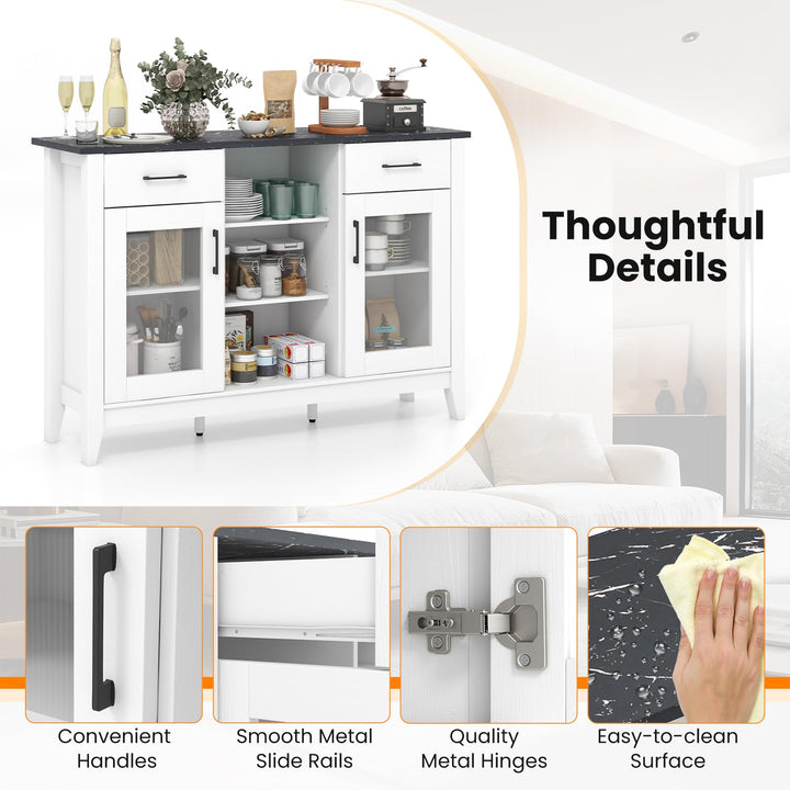 Giantex Sideboard Buffet Cabinet with 2 Drawers, Kitchen Storage Cabinet w/2 Doors, Open Compartments