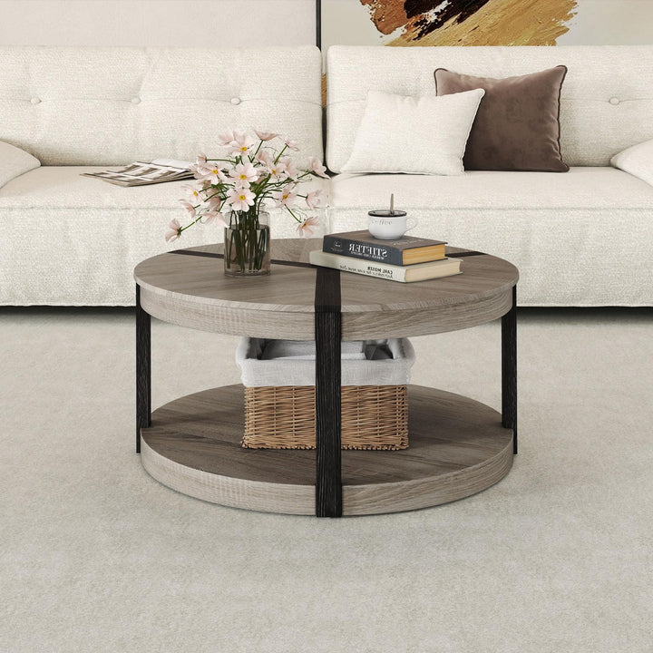 Giantex 2 Tier Round Coffee for Living Room Reception Room