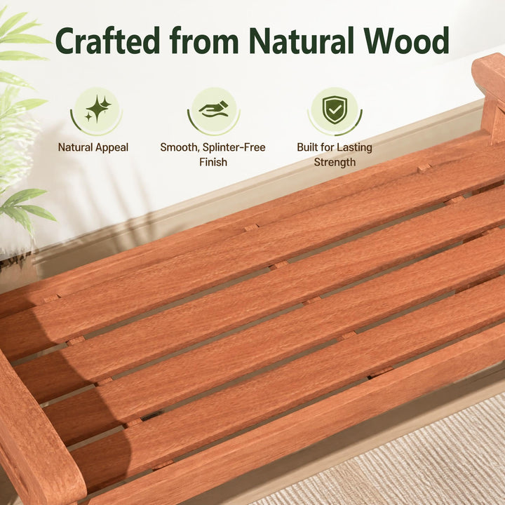 GIANTEX 40" Wooden Backless Garden Bench with Support Handles (1/2)