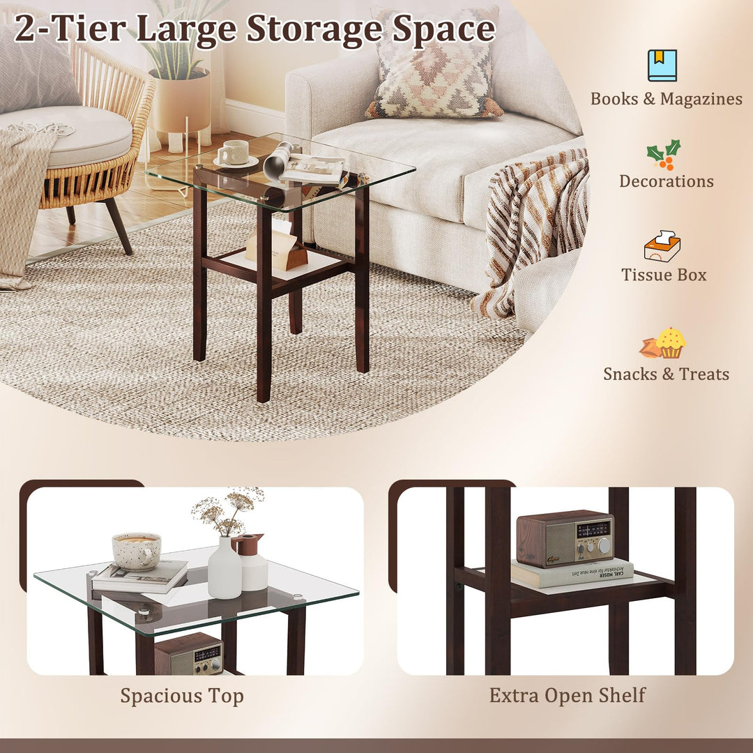 Giantex Small Coffee Table 24" Glass End Table
