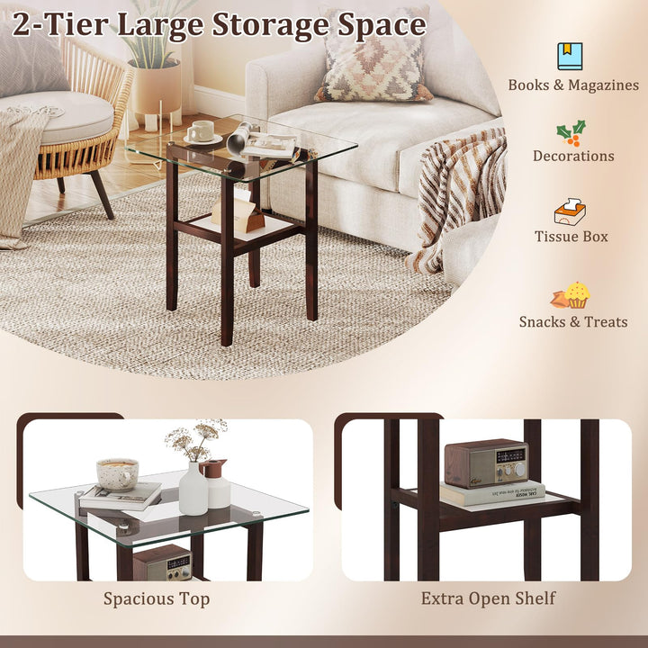 Giantex Small Coffee Table 24" Glass End Table
