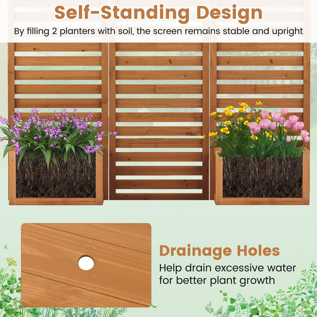Giantex Outdoor Wooden Privacy Screen with Planter Box