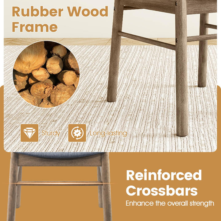 Giantex Fabric Upholstered Kitchen Chairs with Rubber Wood Frame and Padded Curved Seat