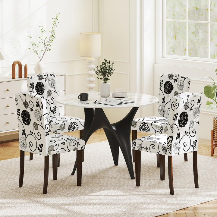 Giantex Upholstered Dining Chairs Set of 2/4 Button Tufted Fabric Upholstered Parson Chairs