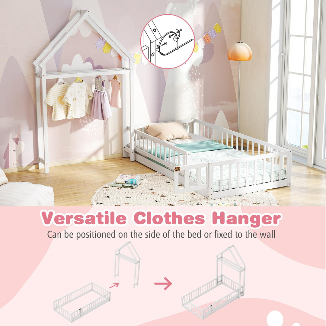 Giantex Twin House Floor Bed for Kids