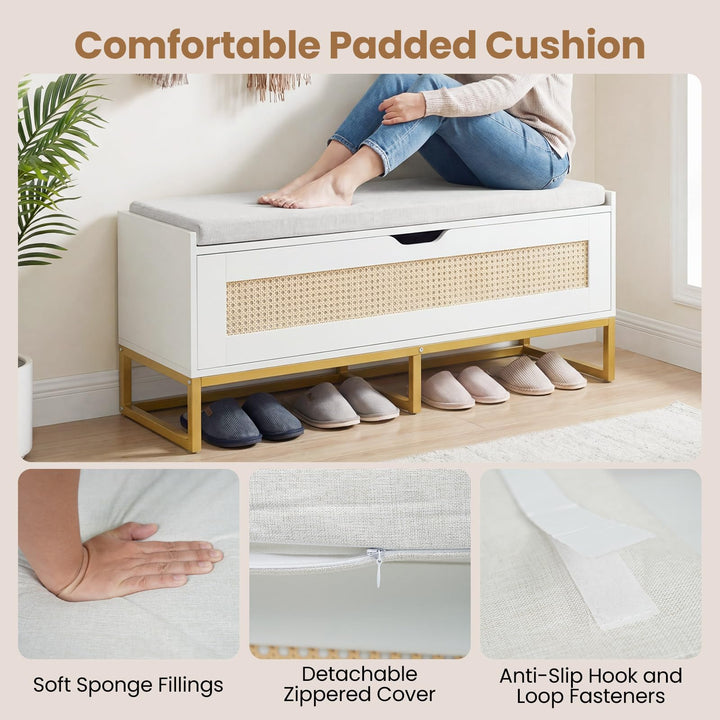 Giantex Flip-Top Entryway Bench with Removable Padded Seat &amp; Hidden Storage