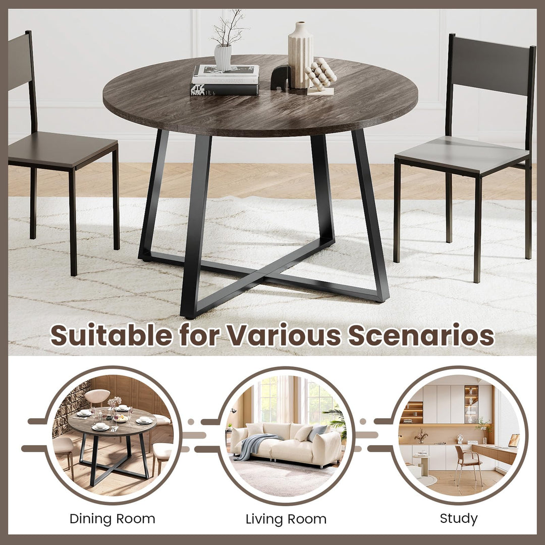 Giantex 47-inches Round Dining Table with Metal Pedestal Base