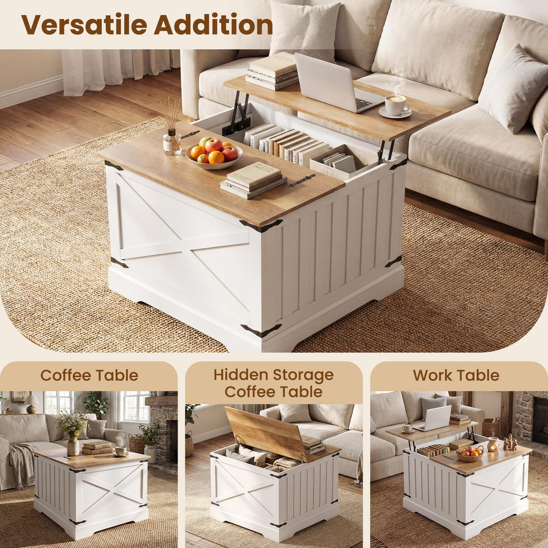 Giantex 31.5" Square Wood Center Table with Large Hidden Storage Compartment & Hinged Lift Top