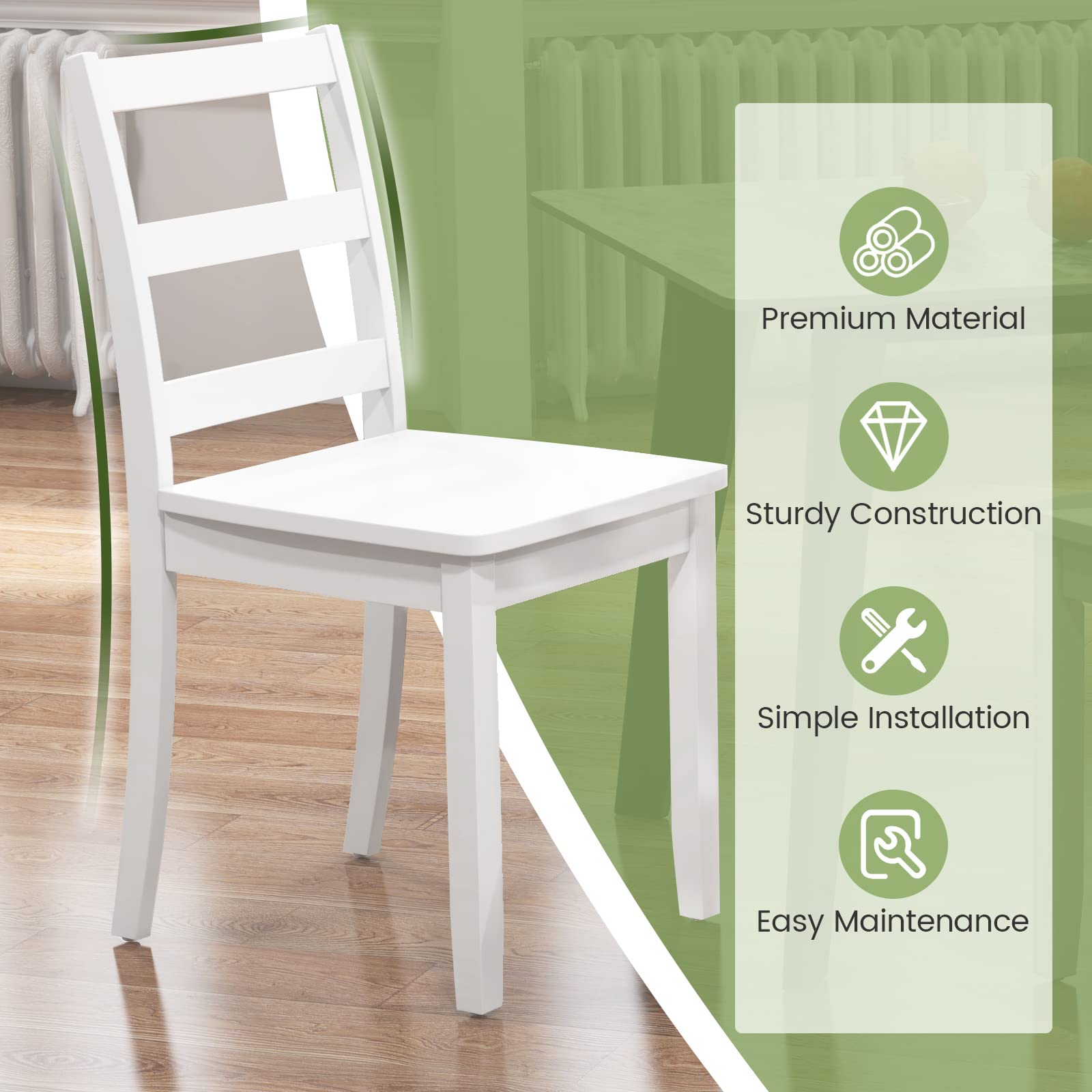 Wood Dining Chairs, White - Giantex