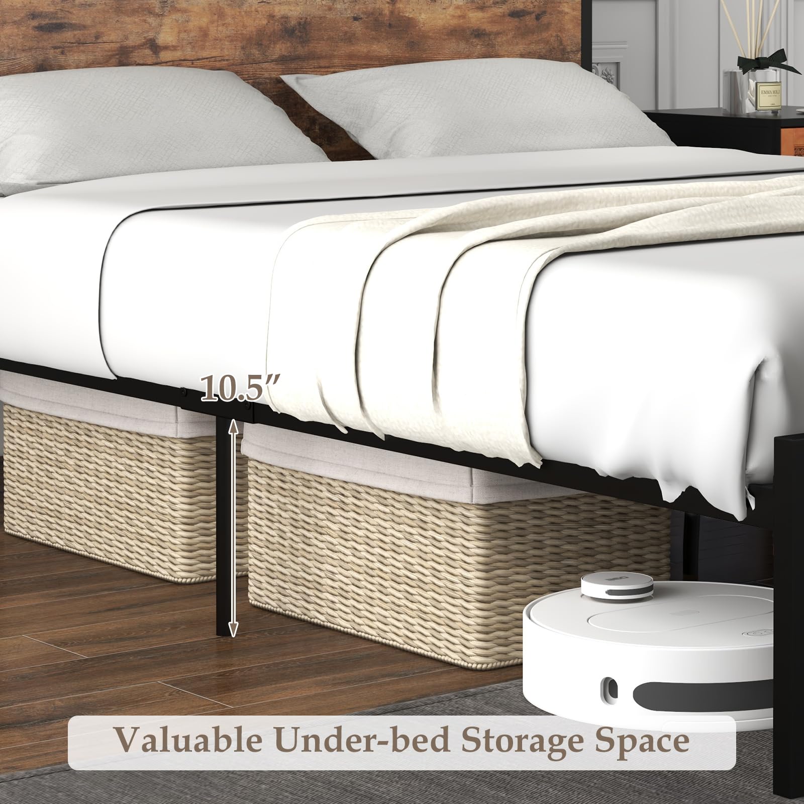 Giantex Full Bed Frame with Storage Headboard and Charging Station, with Outlets and USB Ports