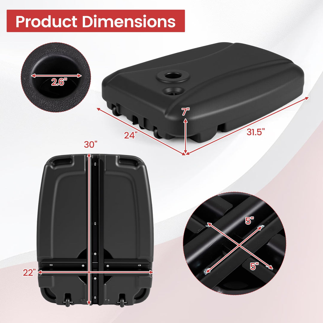Giantex Fillable Cantilever Umbrella Base with Wheels(225 lbs)
