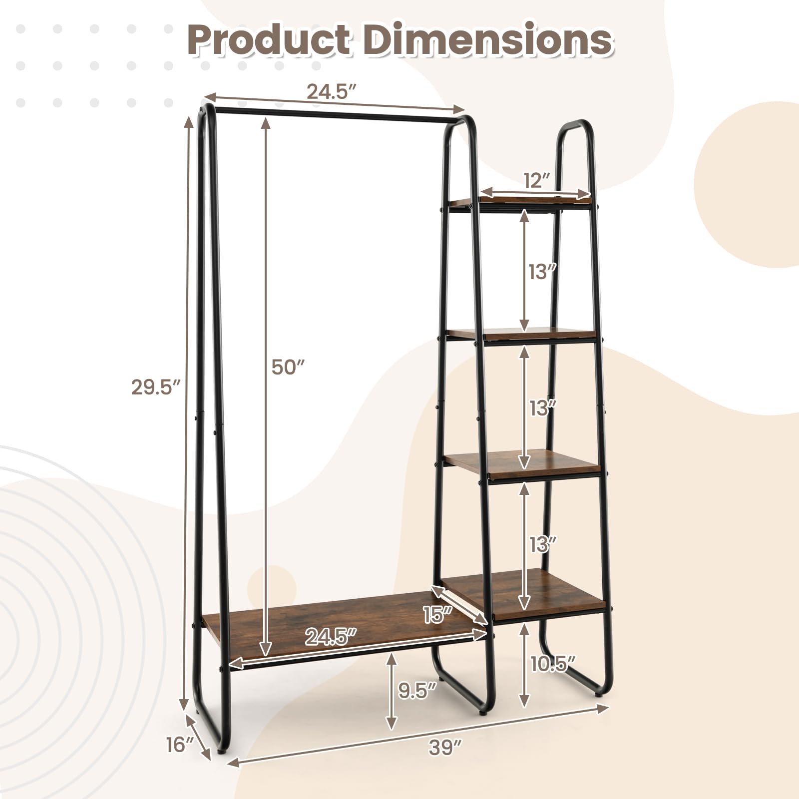 Giantex Clothes Rack with Shelves, Industrial Garment Rack with 5-Tier Shelves