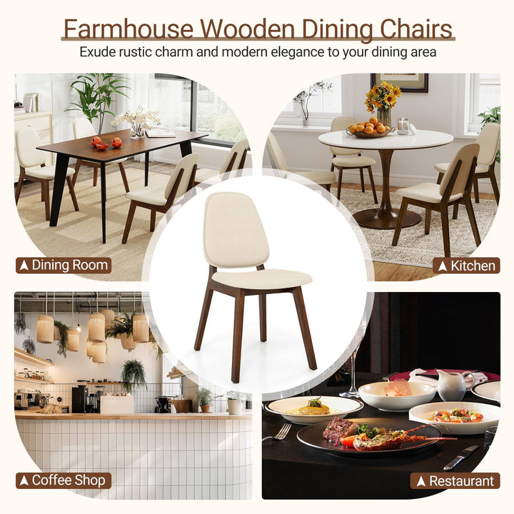 Giantex Wooden Dining Chair Set of 2/4 Mid-Century Modern Upholstered Side Armless Chair