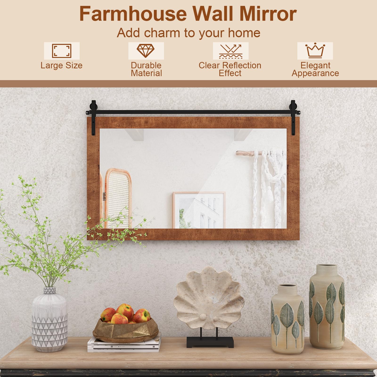 CHARMAID Farmhouse Wall Mirror