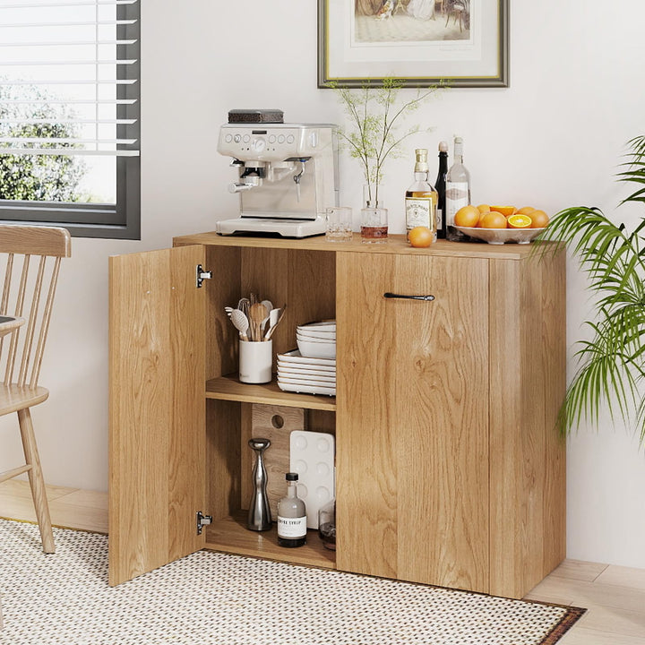 Giantex 38" Modern Storage Cabinet with 2 Doors and 4 Cubic Shelves