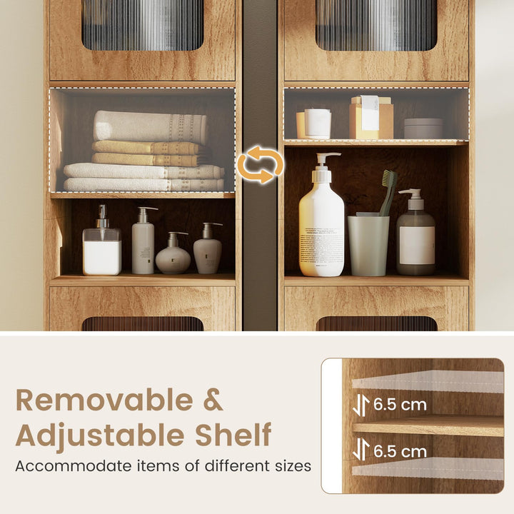 Giantex 67" Tall Bathroom Storage Cabinet | Narrow Freestanding Cabinet with 2 Fluted Doors