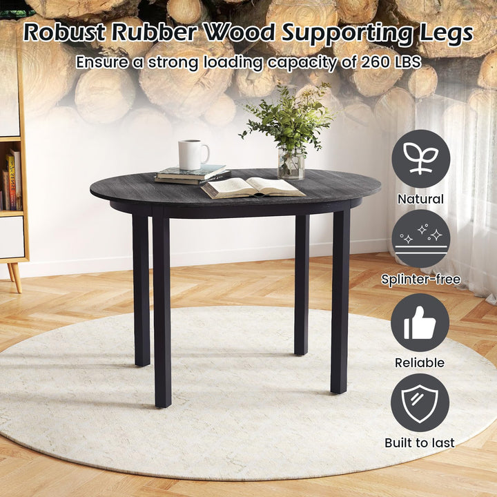 43" Wooden Dining Table for 2-4 People, Oval Kitchen Table w/Rubber Wood Legs
