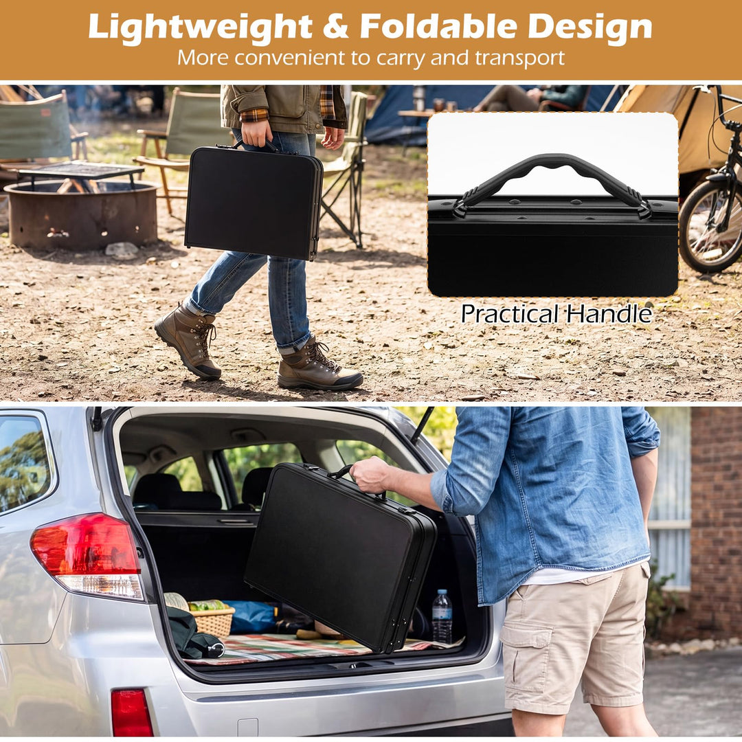 Giantex 2 FT Folding Camping Table Max 28" with 3 Adjustable Heights