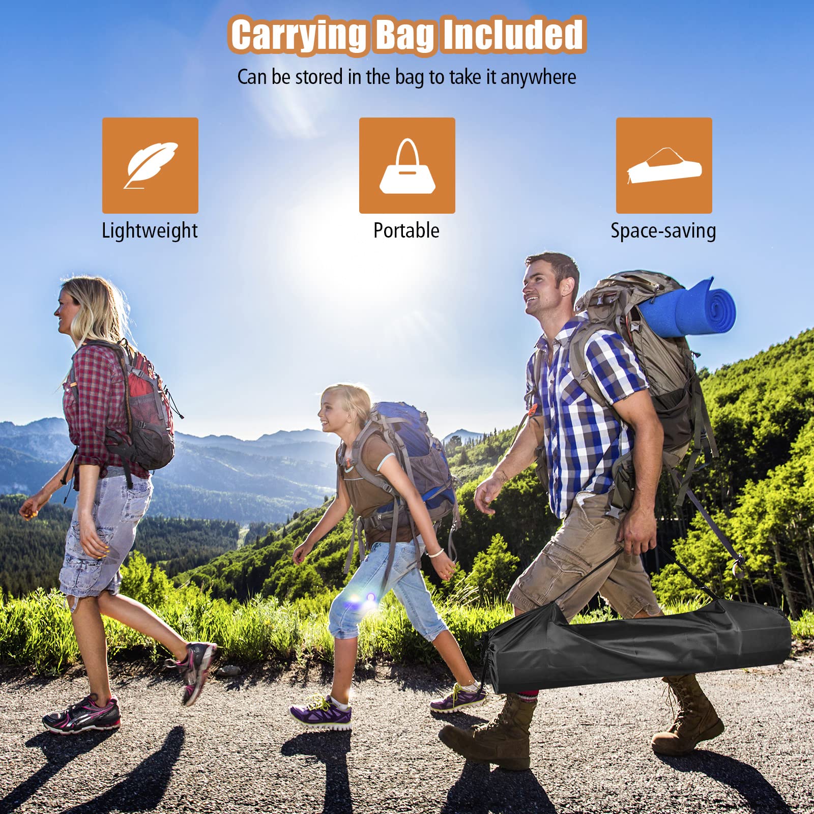 Giantex Portable Camping Table, Folding Picnic Table with Carrying Bag & Roll-up Tabletop