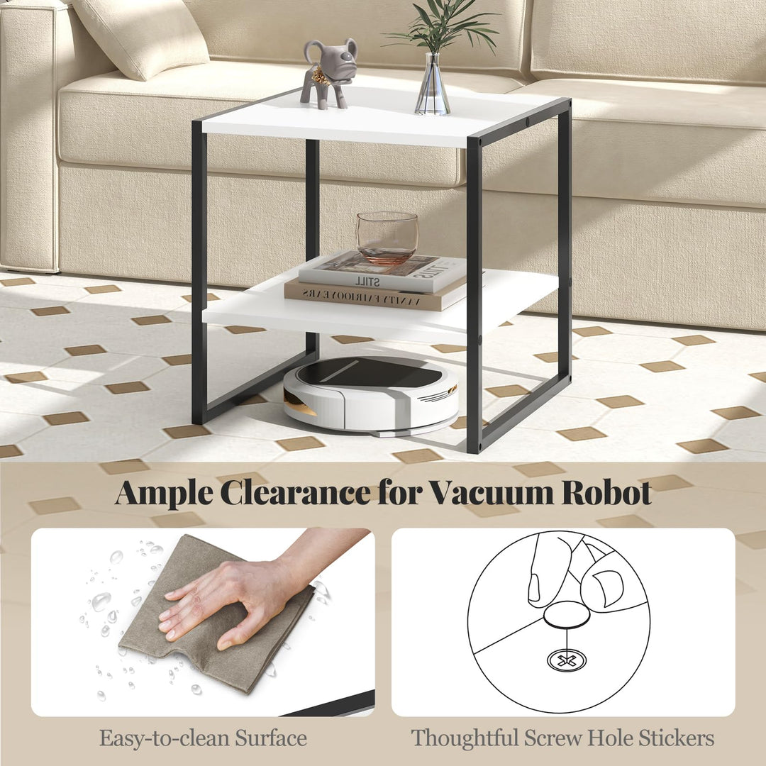 Giantex 20 Inch End Table, Modern Square Side Table with Storage Shelf, Small Coffee Table for Living Room