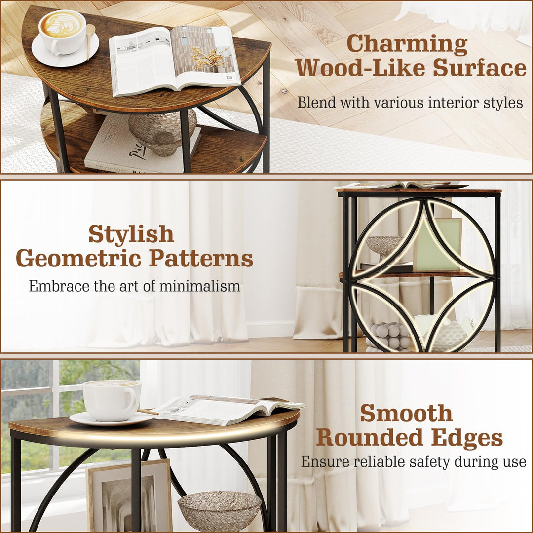 Giantex Half Round End Table 3-Tier Narrow Side Table(1/2)