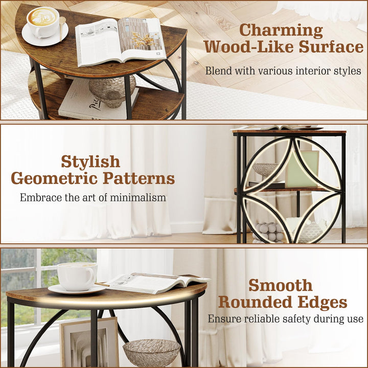 Giantex Half Round End Table 3-Tier Narrow Side Table(1/2)