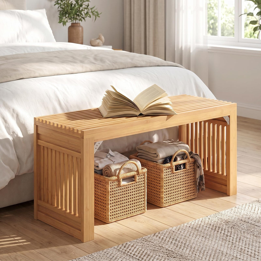 GIANTEX 35.5" Bamboo Dining Bench with Solid Widened Legs (1/2)